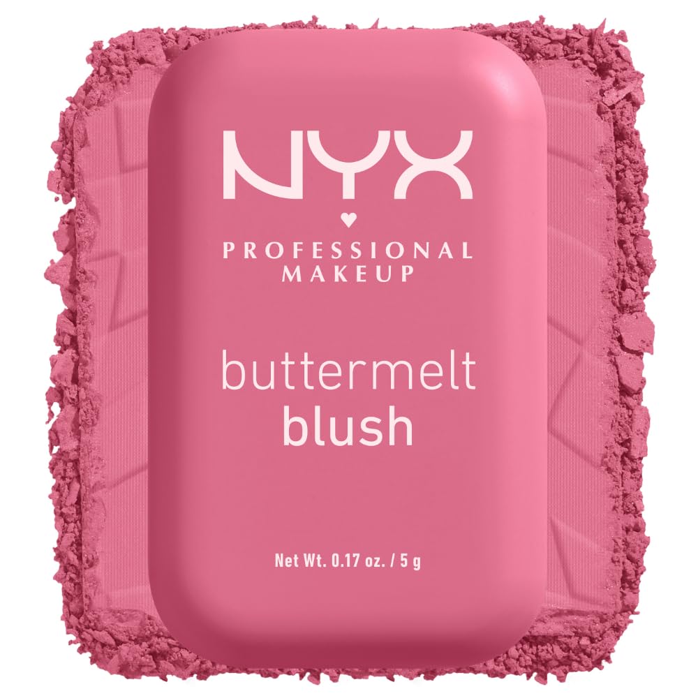 NYX PROFESSIONAL MAKEUP Buttermelt Powder Blush, Fade and Transfer-Resistant Blush, Up to 12HR Make Up Wear, Vegan Formula - For The Butta