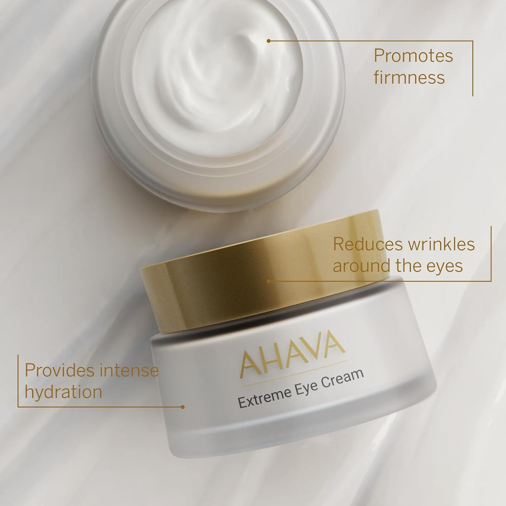 AHAVA Extreme Firming Eye Cream - Firms, Hydrates, Smoothes & Reduce Wrinkles of Eye Area, Enriched with Extreme Complex, Exclusive Dead Sea Osmoter, Peptides, Hyaluronic Acid & Shea Butter, 0.5 Fl.Oz