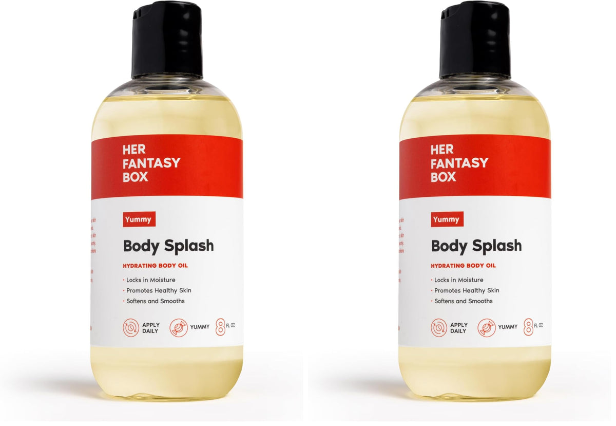 Her Fantasy Box | Body Splash Hydrating Body Oil (Yummy) - Moisturizing, Non-Greasy Formula for Soft, Smooth Skin - All-Natural, Lightweight & Nourishing