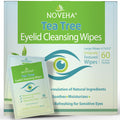 NOVEHA 360PCs Tea Tree Oil Eyelid & Lash Wipes With Hyaluronic Acid, Green Tea & Chamomile For Blepharitis & Itchy Eyes, Individually Wrapped Eyelash Wipes Natural Makeup Remover & Daily Cleanser