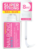 NYK1 Super Strong Nail Glue for Press On Nails, Nail Tips & Acrylics | 8ml | NailBond Brush On Nail Glue for Press Ons, Fake Nails & Acrylic Nails - Long Lasting, Max Strength, Mess-Free Application