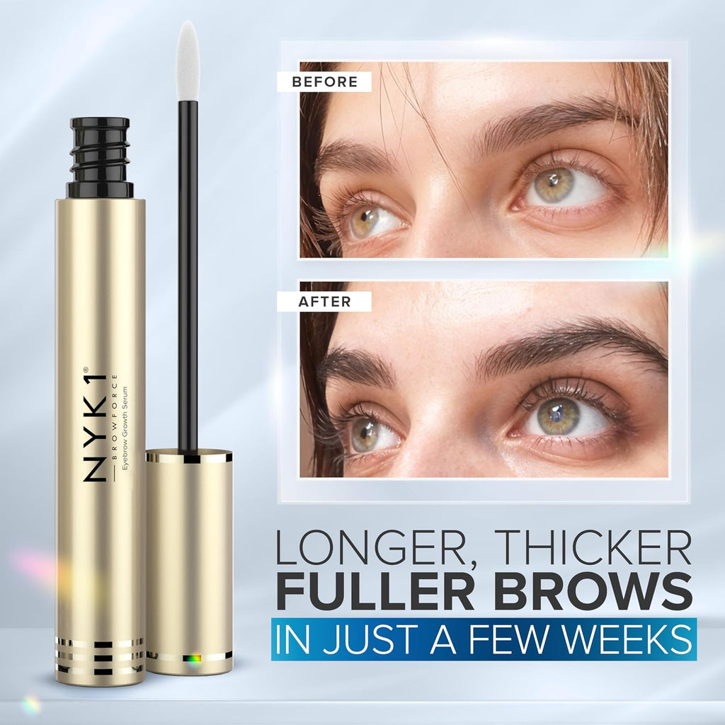 NYK1 CONCENTRATED Eyebrow Growth Serum For Fuller, Thicker Brows | XL - 8ml | BrowForce Brow Growth Serum for Sparse & Overplucked Eyebrows - Advanced Regrowth Formula for Visible, Long-Lasting Results