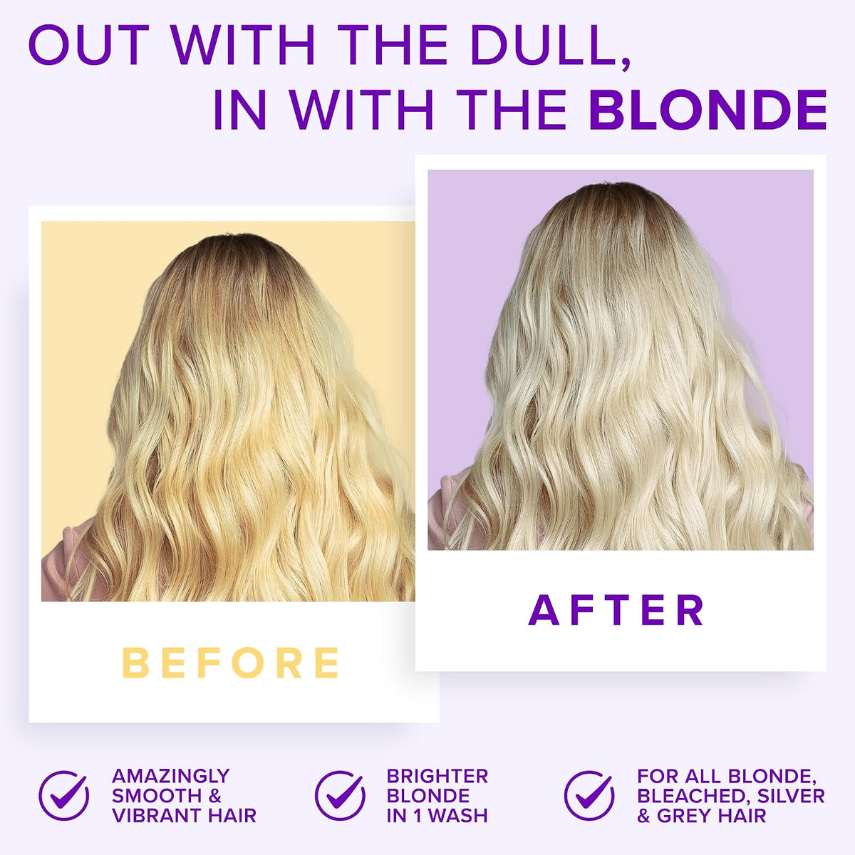 NYK1 NO MORE BRASS Purple Hair Shampoo & Conditioner Set | 500ml x2 | Blonde Shampoo and Conditioner Set for Bleached, Color-Treated & Highlighted Hair - Neutralizes Yellow and Brassy Tones