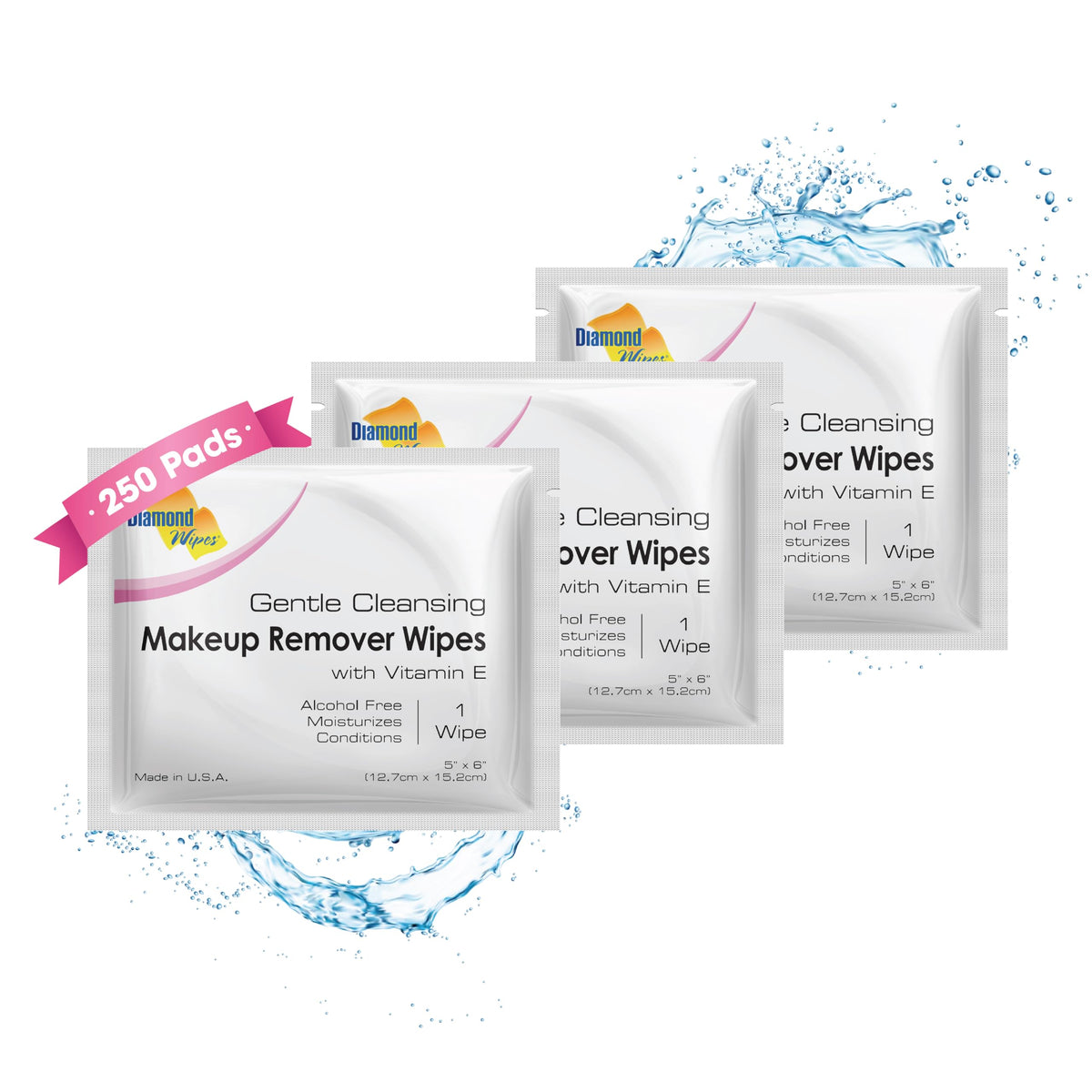 Diamond Wipes Face Cleansing & Waterproof Makeup Remover Wipes, 500 Count