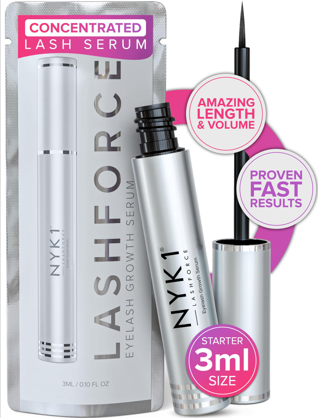 NYK1 CONCENTRATED Eyebrow Growth Serum For Fuller, Thicker Brows | XL - 8ml | BrowForce Brow Growth Serum for Sparse & Overplucked Eyebrows - Advanced Regrowth Formula for Visible, Long-Lasting Results